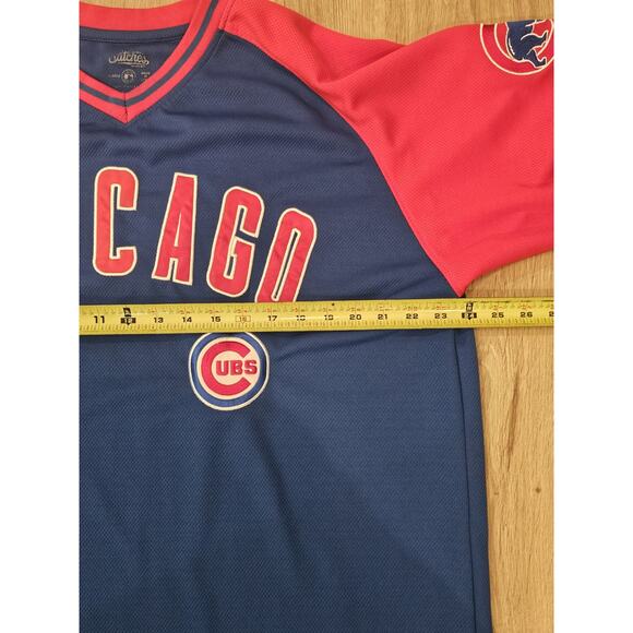 Stitches Embroidered Chicago Cubs Baseball Jersey Shirt XL Blue Red Pullover MLB - Picture 6 of 9